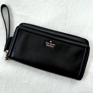 Kate Spade Black Patterson Drive Anita Large Caryall Wristlet Zip Around Wallet